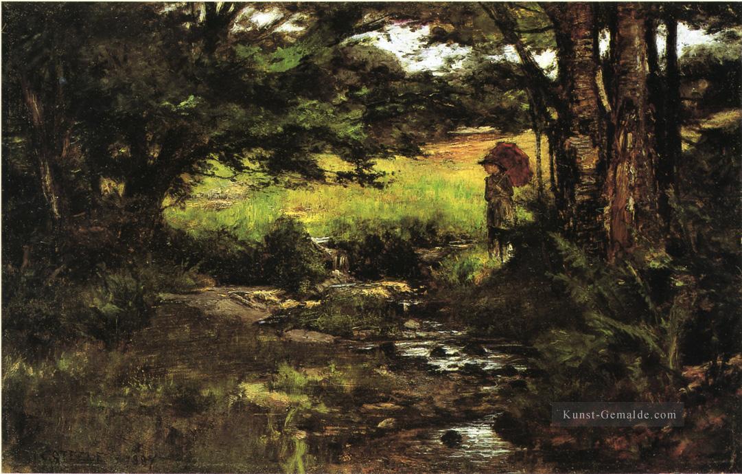 Brook in Woods Impressionist Indiana Landschaften Theodore Clement Steele Ölgemälde